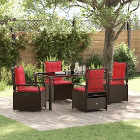 vidaXL Conjunto de Jantar para Jardim 5 Peças em Polyrattan Castanho