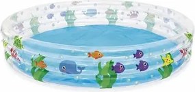 Bestway Piscina Insuflável Infantil 3 Aros Transparente Vida Marinha 183 × 33 cm | +2 Anos