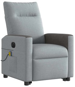 Poltrona elétrica reclinável massagens tecido cinzento-claro
