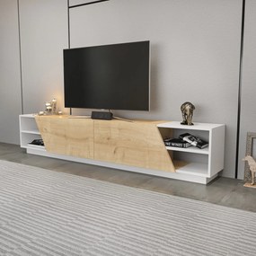 Móvel TV Rhodes – Branco Carvalho – 240 cm x 37,1 cm x 47,4 cm