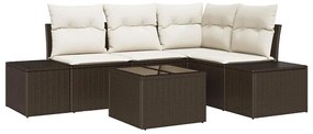 Conjunto de Sofá de Jardim de 5 Peças com Almofadas em Rattan Sintétic