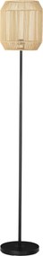HOMCOM Candeeiro de Pé com Ecrã de Corda de Papel e Interruptor de Pé Lâmpada E27 Máx. 40W  Ø26x158cm Natural e Preto | Aosom Portugal