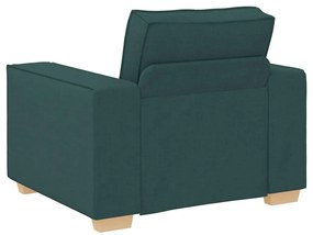 Conjunto de Sofá de 3 Peças com Almofadas em Tecido Verde Escuro