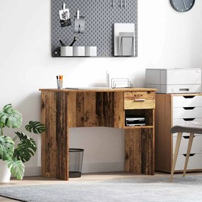 vidaXL Secretária com Armazenamento Madeira Velha 90x49.5x75 cm Madeira de Engenharia