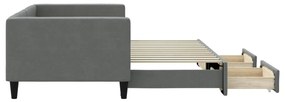 Sofá-cama c/ gavetão e gavetas 90x200 cm tecido cinzento-escuro
