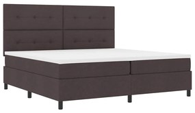 Cama Box com Colchão e LED - Castanho Escuro, 200 x 200 cm Tecido
