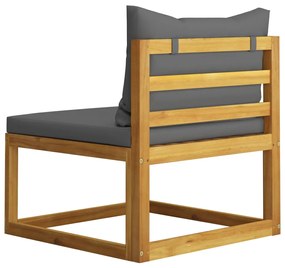 5 pcs conj. lounge jardim c/ almofadões madeira acácia maciça