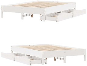 Cama sem colchão 160x200 cm madeira de pinho maciça branco