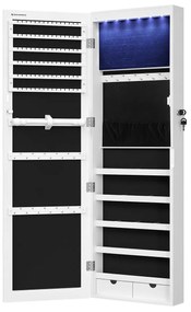 Armário para joias com espelho e múltiplos compartimentos | SONGMICS | 37 x 10 x 120 cm | branco | JBC93W.