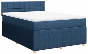 Cama com molas/colchão 160x200 cm tecido azul