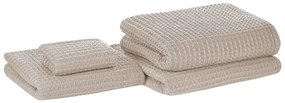 Conjunto de 4 toalhas de algodão creme AREORA Beliani