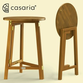 Mesa de bar Jardim em madeira de acácia Ø80cm, 110 cm altura dobrável Castanha