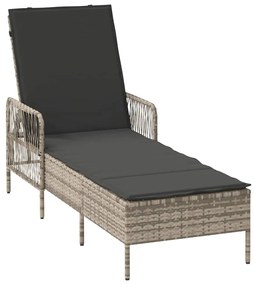 Espreguiçadeira Cinza claro Rattan PE 157 x 55 x 92 cm Dobrável