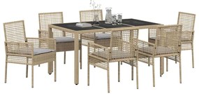 Conjunto de Jantar para Jardim 7 pcs Bege 150 x 90 x 75 cm
