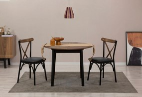 Mesa de Jantar Extensível Oliver – Nogueira/Preto – 100/131 x 75 x 100