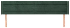 Cabeceira de cama c/ abas veludo 183x16x78/88cm verde-escuro