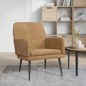 vidaXL Cadeira c/ apoio de braços 62x79x79 cm veludo castanho
