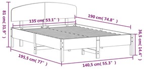 Cama sem colchão 135x190 cm madeira de pinho maciça branco