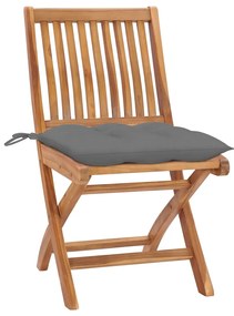Cadeiras de jardim dobráveis c/ almofadões 8 pcs teca maciça