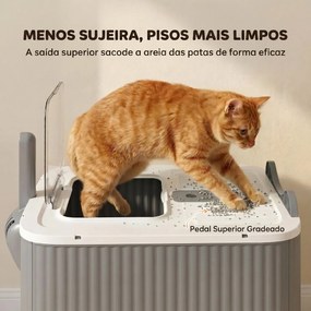 Caixa de Areia Coberta M para Gatos com Tampa, Saída Superior, Pá e Saquetas Desodorizantes, Fácil de Limpar, Branco