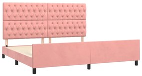 Estrutura de cama c/ cabeceira 200x200 cm veludo rosa