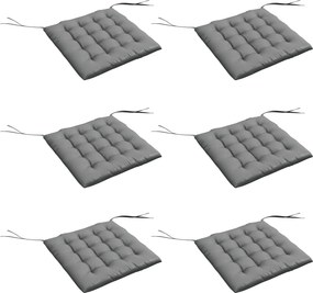 Outsunny Conjunto de 6 Almofadas para Cadeiras de Jantar 40x40 cm 6 Unidades Almofadas para Cadeiras de Jardim Acolchoadas com Fitas Cinzento | Aosom Portugal