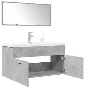 vidaXL 3 pcs conj. móveis casa banho derivados madeira cinza cimento