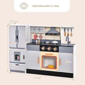 Cozinha de Brincar para crianças conjunto de cozinha de madeira com exaustor geladeira fogões simulado conjunto de cozinha para 3 + anos