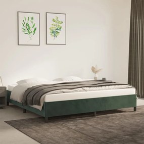 Estrutura de cama 200x200 cm veludo verde-escuro