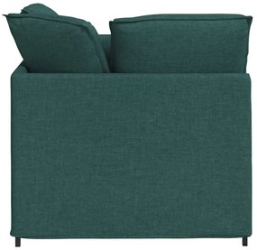 Sofá modular com pufes e almofadas tecido verde-escuro
