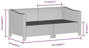 5 pcs conjunto lounge de jardim c/ almofadões vime PE cinzento