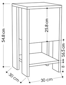 Mesa de Cabeceira "Aurora" - Carvalho Safira e Branco - 30x55x30cm - D