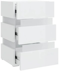 Mesa de cabeceira c/ luzes LED deriv. madeira branco brilhante