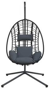 Cadeira forma de ovo suspensa c/ suporte vime/aço antracite