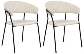 Conjunto de 2 cadeiras de jantar em veludo creme MARIPOSA Beliani
