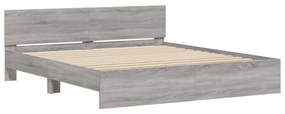 Estrutura cama c/ cabeceira/luzes LED 180x200cm cinzento sonoma