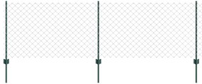Cerca de Cadeia com 10 Postes em U Verde 0.8x10 m Aço