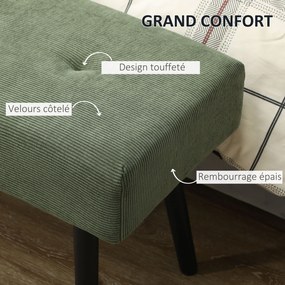 Banco de Fim de Cama, 100 x 36 x 45 cm, Assento Acolchoado, Verde