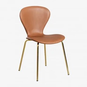 Cadeira De Jantar Empilhável Em Pele Sintética Uit Camelo & Dourado - Sklum