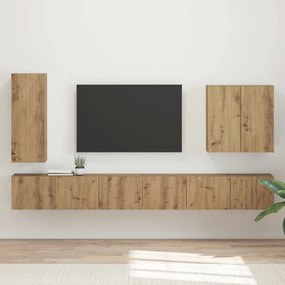 vidaXL Conjunto de Gabinete de Parede para TV 6 pcs Carvalho Artesanal