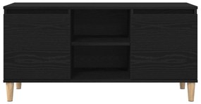 Estante de TV vidaXL com perna de madeira Preto Carvalho 102x35x50 cm