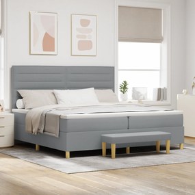 Cama Box com Colchão e Banco vidaXL Cinza Claro 200x200 cm Tecido