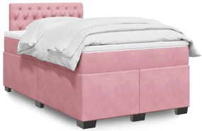 Cama boxspring com colchão 120x200 cm veludo rosa
