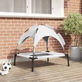 vidaXL Cama elevada para cão com cobertura removível Prateado M Aço