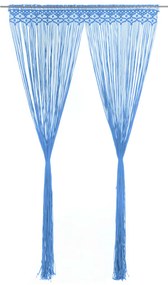 vidaXL Cortina macramé 140x240 cm algodão azul