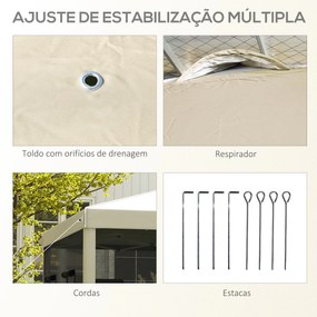 Outsunny Tenda Dobrável 3x3 m Tenda de Jardim com Parede Lateral de Ma