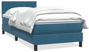 vidaXL Cama com molas/colchão 100x220 cm veludo azul-escuro