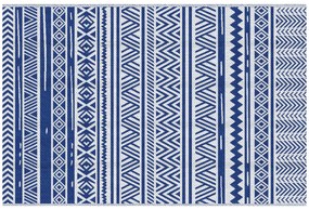 Outsunny Tapete Exterior Reversível Moderno 182x274cm Varanda Pátio Campismo Praia Resistente Azul Escuro Branco | Aosom Portugal