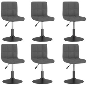 Cadeiras de jantar giratórias 6 pcs veludo cinzento-escuro