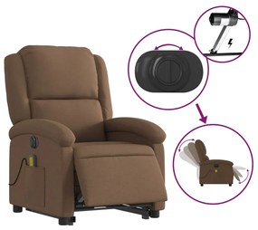 Poltrona elétrica elevatória massagens tecido castanho